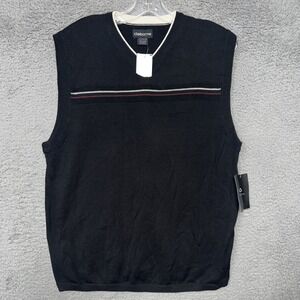 NWT Claiborne Sweater Vest Youth Sz‎ XL Black Sleeveless Knit V Neck Pullover
